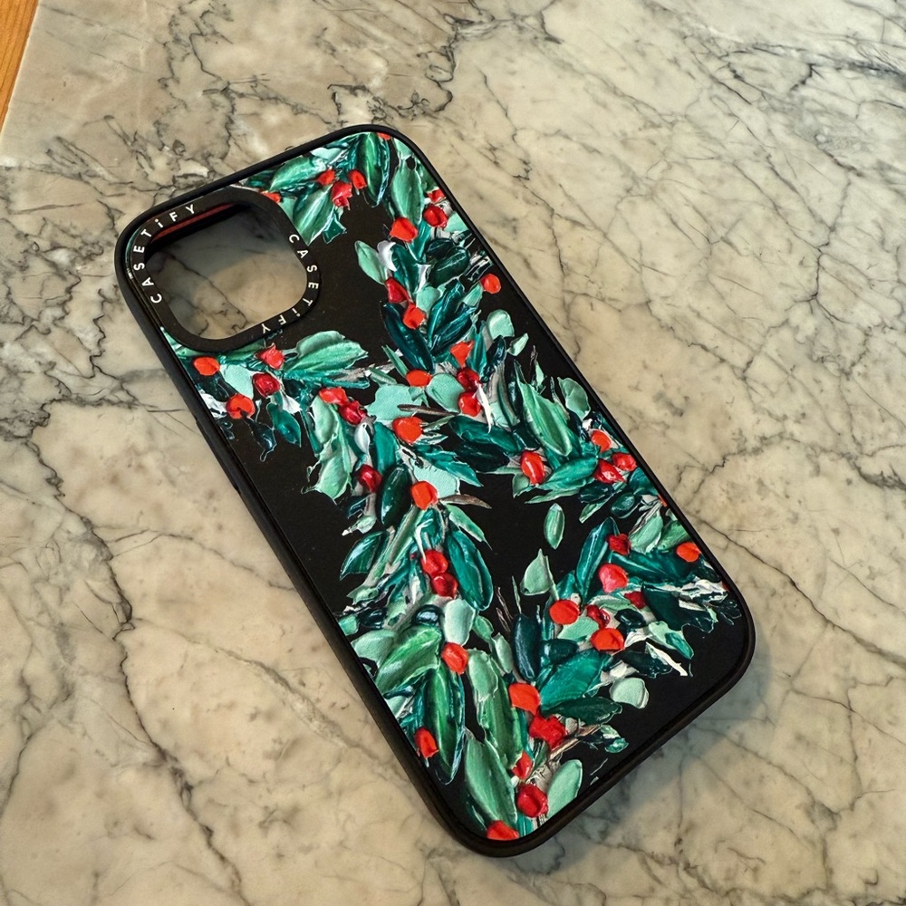 Casetify Festive Red and Green Leafy Phone Case